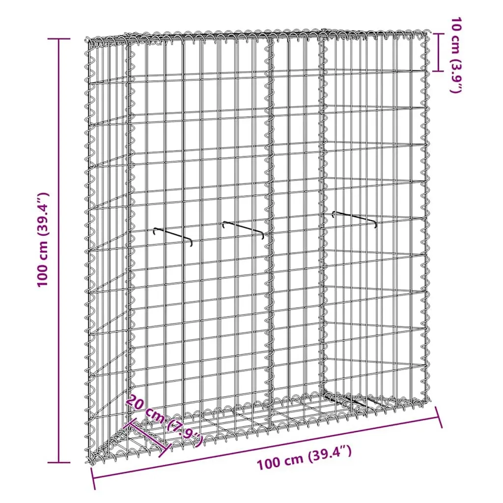 Gabion Raised Bed Garden Planter Outdoor Patio Trapezium Shape Silver Galvanised Steel 100 x 20 x 100 cm