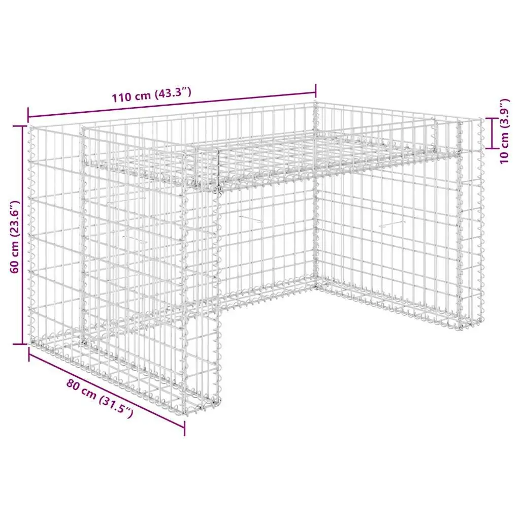 Lawn Mower Garage Raised Bed Steel Wire Storage Box 110x80x60cm Garden