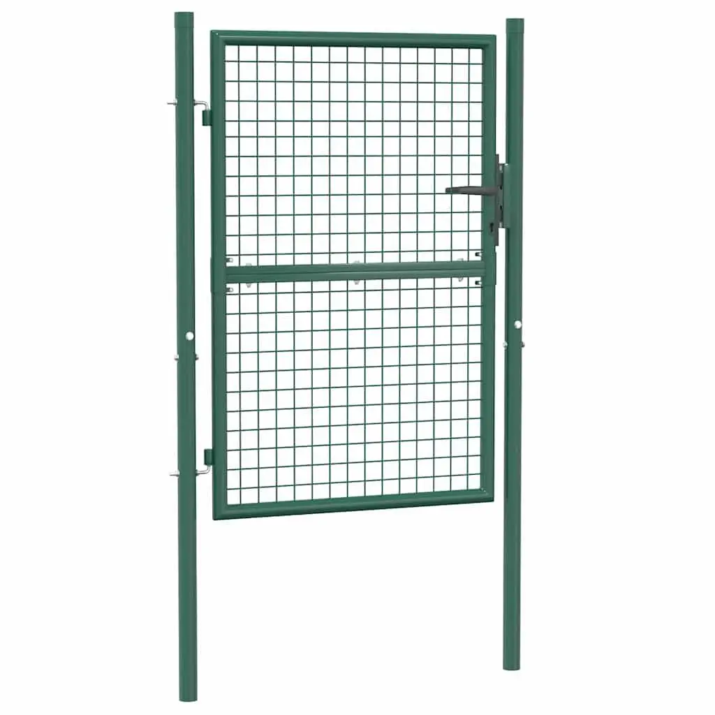 Steel Fence Gate Garden Patio Entryway 100x125cm Heavy Duty Green