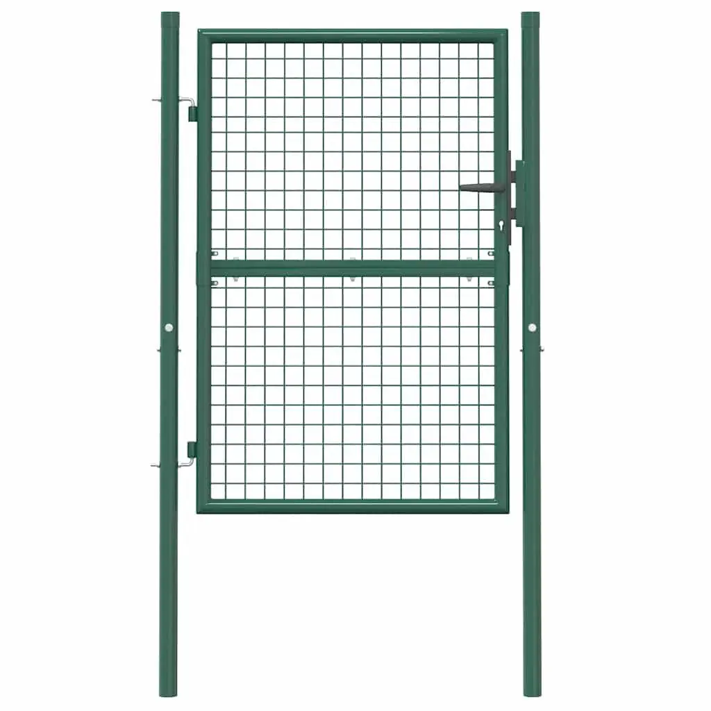 Steel Fence Gate Garden Patio Entryway 100x125cm Heavy Duty Green