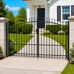 Garden Gate Double Door Fence Barrier Black 299.5x224.5cm