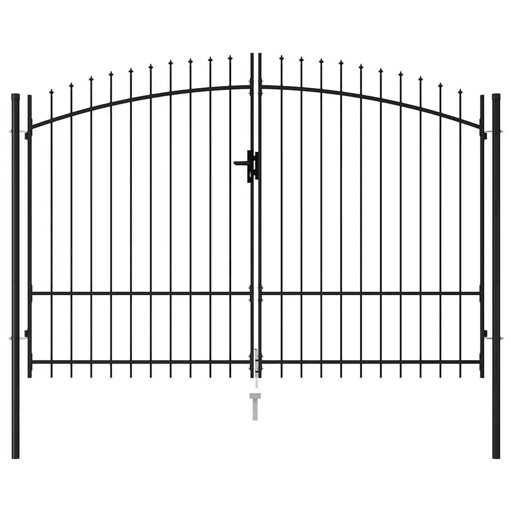 Double Door Garden Gate Outdoor Security Barrier Black 2995 x 2495 cm
