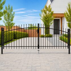 Double Door Garden Gate Specifications: Black Steel 400x174.5cm