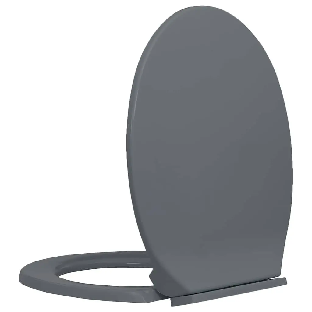Toilet Seat Grey Oval Standard Bowl Soft-Close Top Mount Hinges