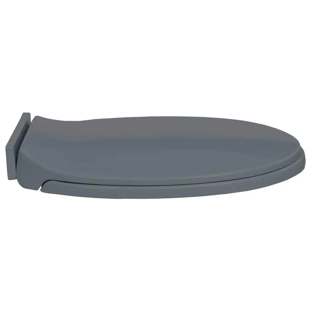 Toilet Seat Grey Oval Standard Bowl Soft-Close Top Mount Hinges