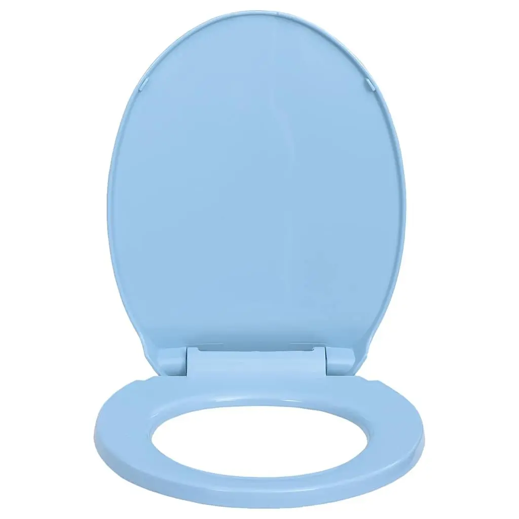 Toilet Seat Blue Oval Standard Size Soft Close for Home and Commercial Use