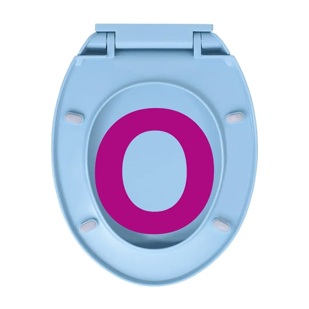 Toilet Seat Blue Oval Standard Size Soft Close for Home and Commercial Use