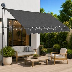 300cm Manual Retractable Awning with Steel Frame and LED