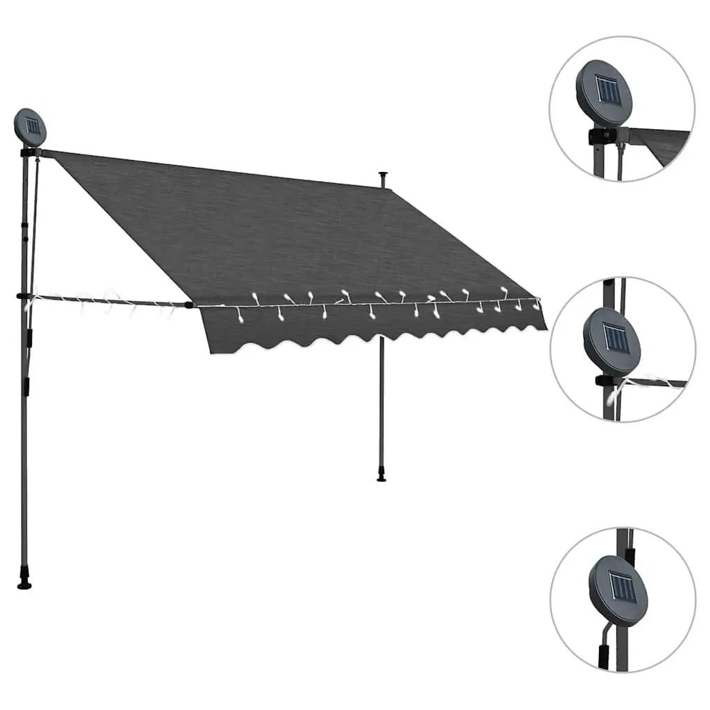 300cm Manual Retractable Awning with Steel Frame and LED