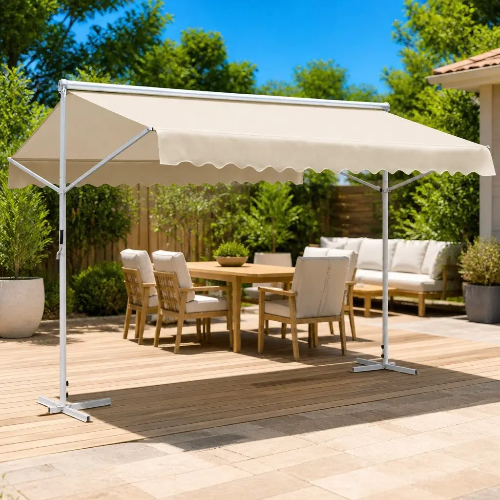 Free Standing Awning Garden Patio Outdoor 500x300 cm Cream