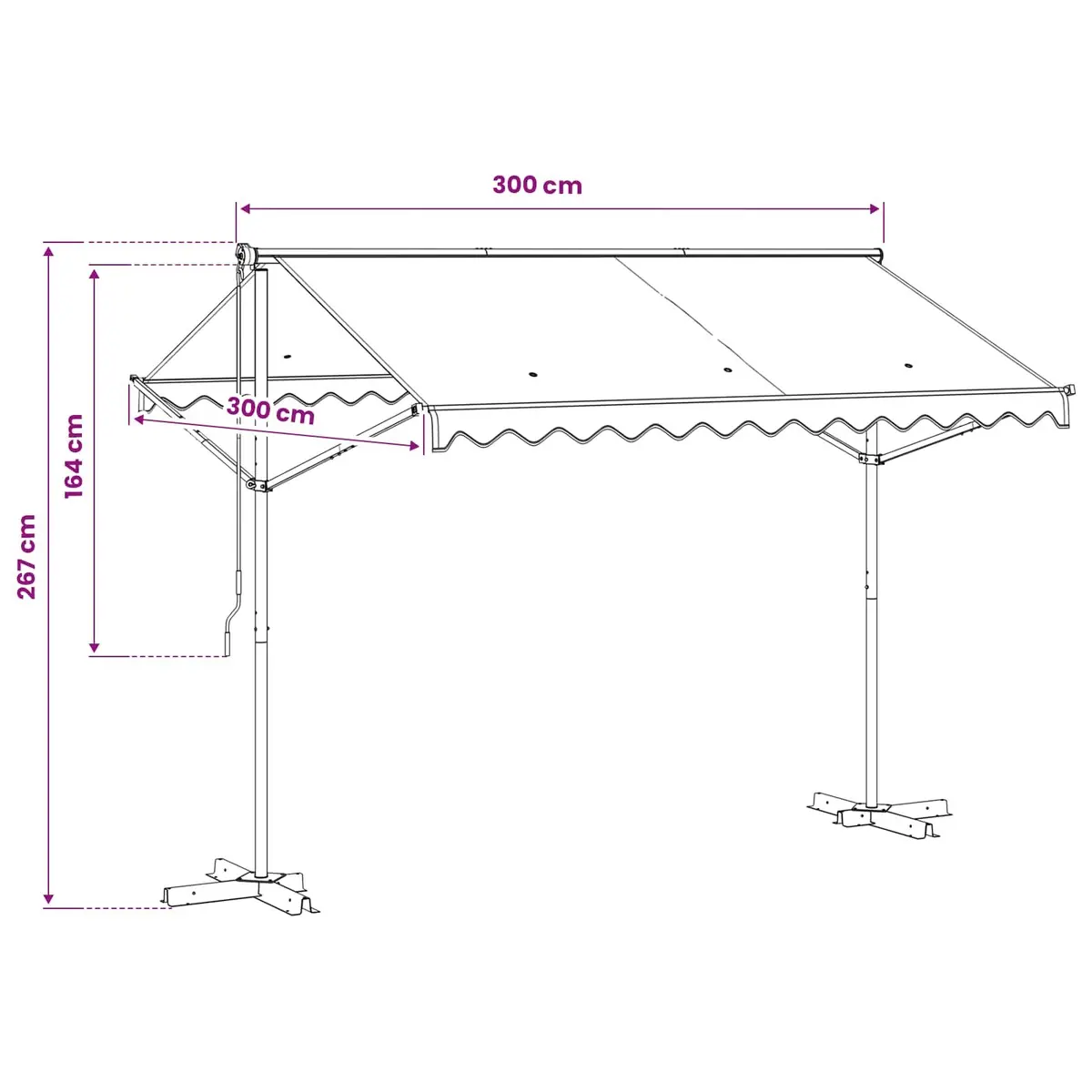 Free Standing Awning 300x300 cm Anthracite Outdoor Garden Patio Sunshade