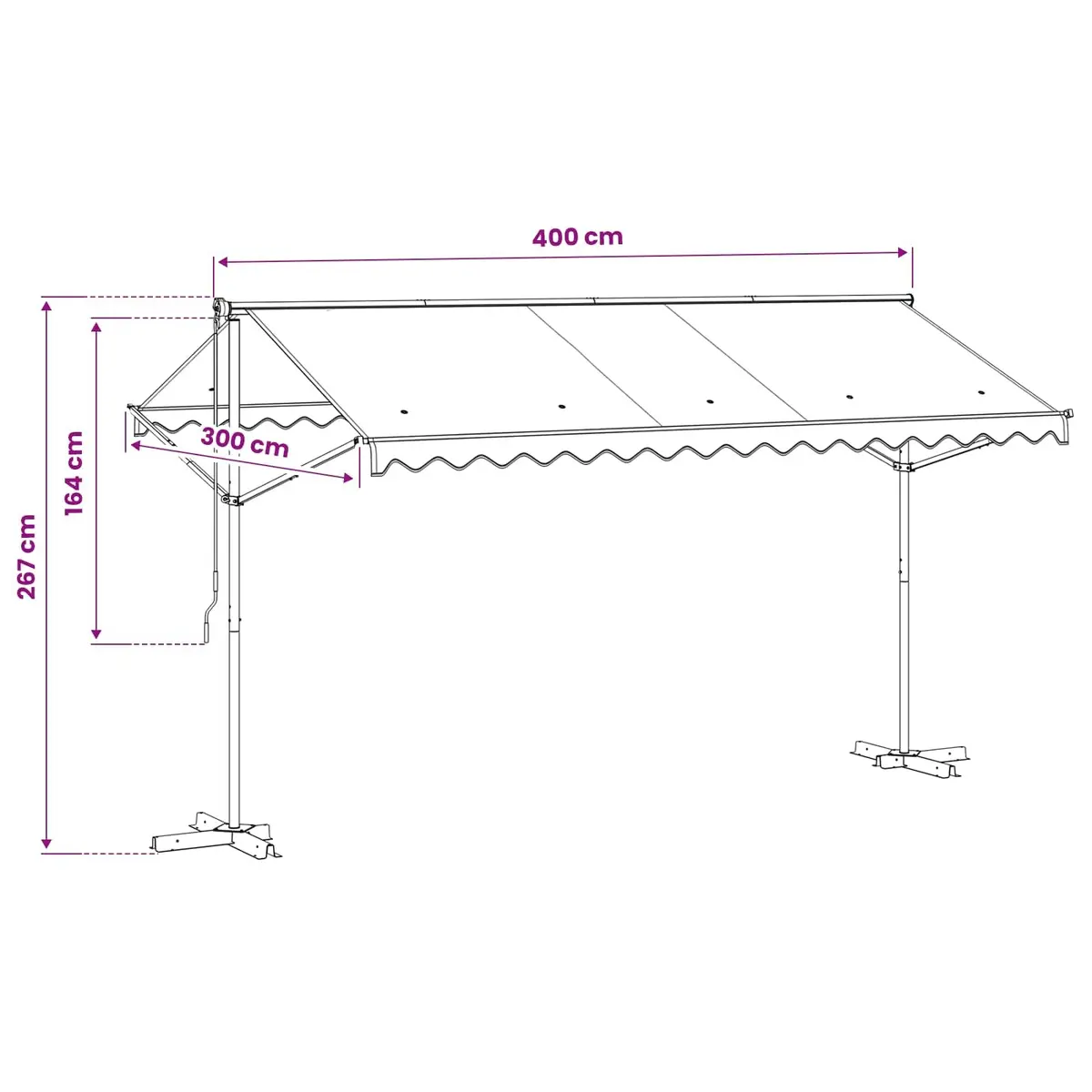 Free Standing Awning 400x300 cm Outdoor Patio Garden Sunshade Anthracite