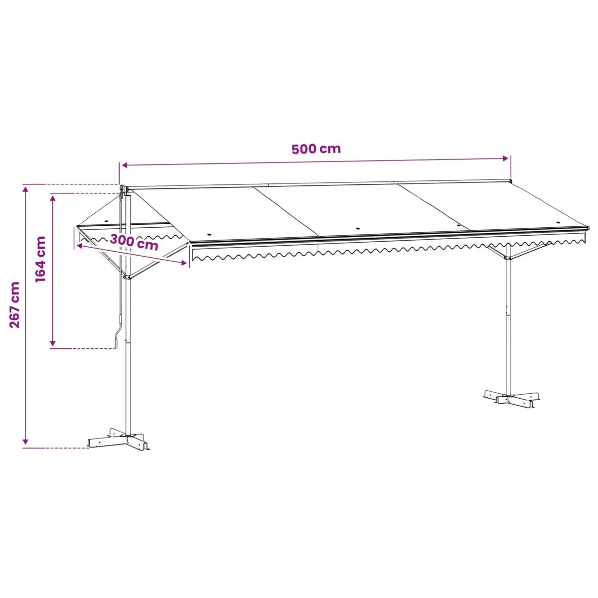 Free Standing Awning 500x300 cm Outdoor Garden Patio Sunshade Canopy Anthracite