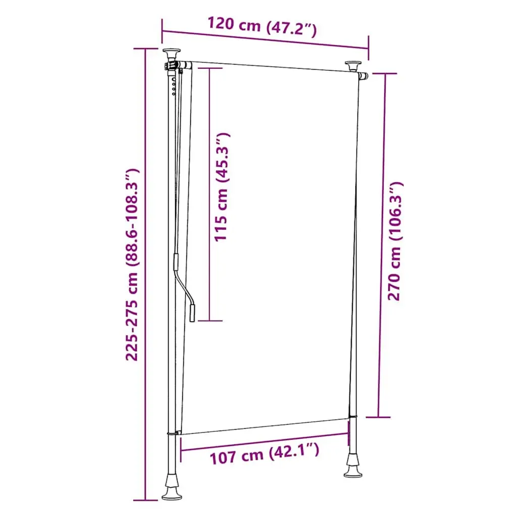 Anthracite Outdoor Roller Blind 120x270cm