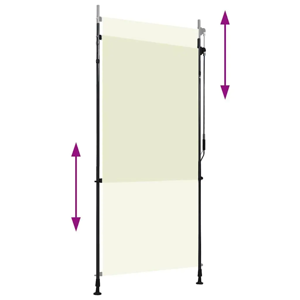 Outdoor Roller Blind 100x270 cm Cream Hand Crank Patio Shade Privacy Balcony
