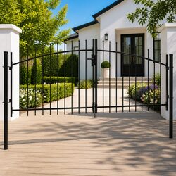 Double Door Garden Gate Specifications: 299.5x174.5cm, Black Steel