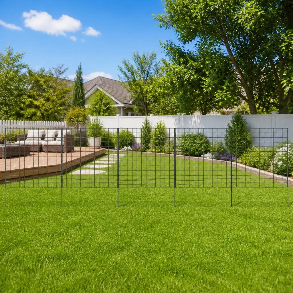 Garden Fence Panel Set 77.5x64 cm Green Outdoor Barrier Enclosure Protection