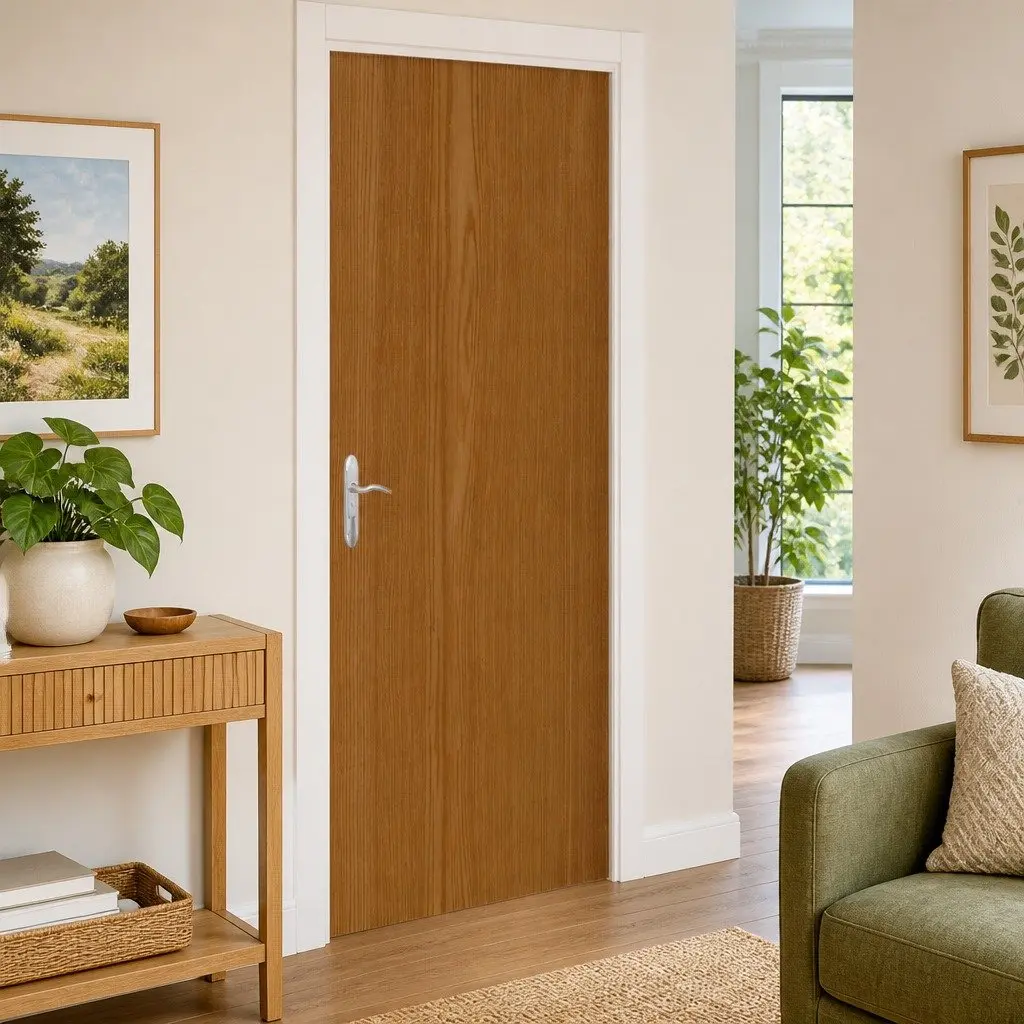 Self-Adhesive PVC Door Film 210x90cm in Light Oak