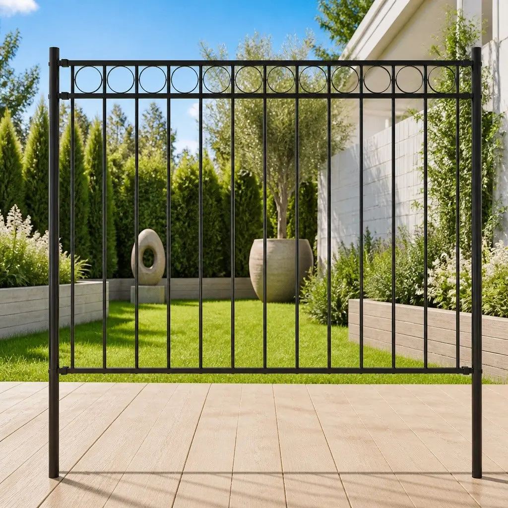 Steel Garden Fence Panel 1.7x1m Black