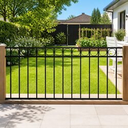 1.7x1m Black Steel Fence Panel – Weather Resistant Design