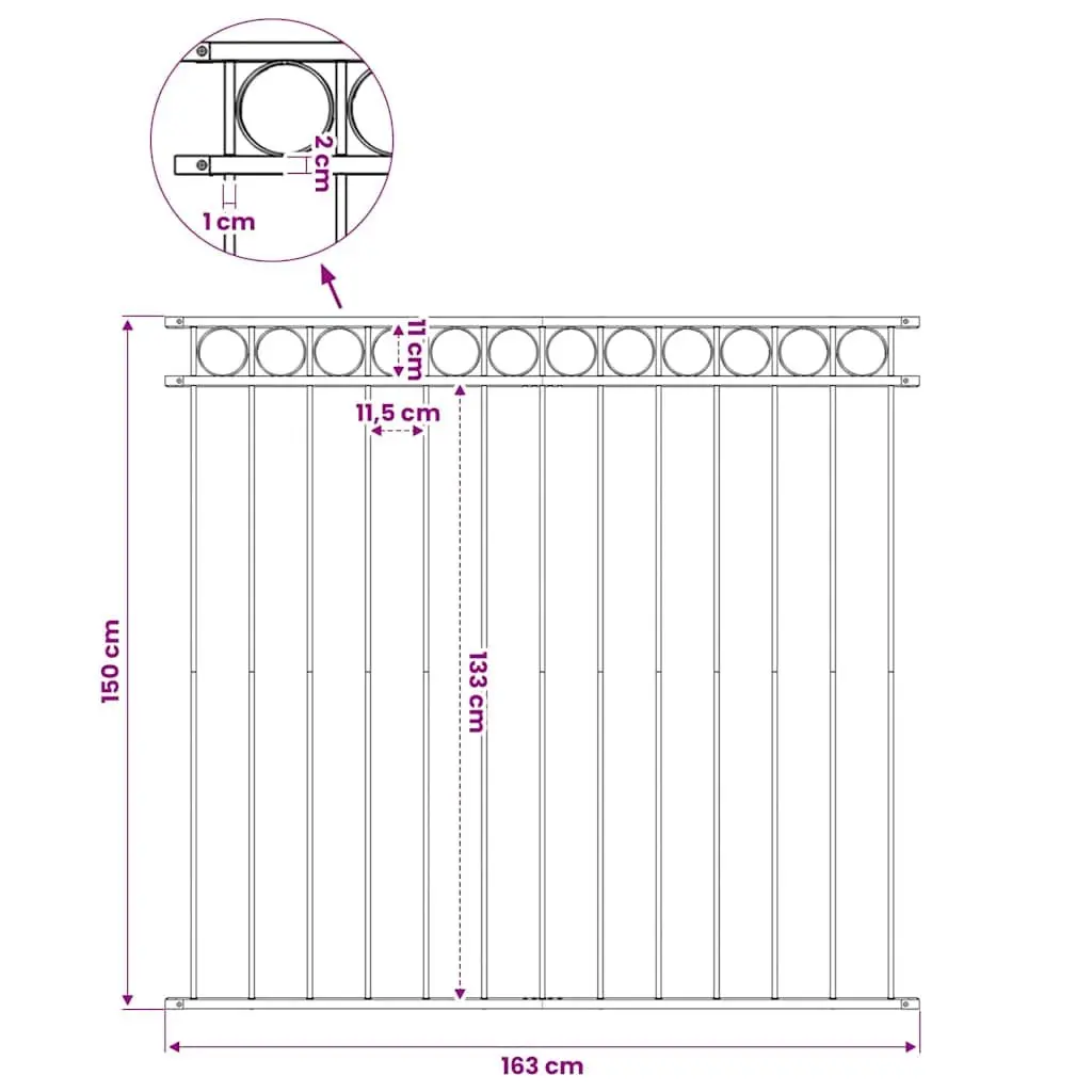 Steel Fence Panel 1.7x1.5m Black