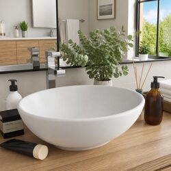 Dimensions and Specs of Oval Matt White Ceramic Sink 40x33 cm