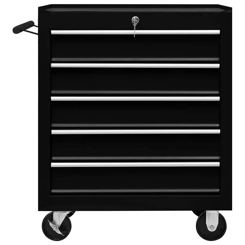 Workshop Tool Trolley 5 Drawers Storage Organiser Swivel Castors Side Handle
