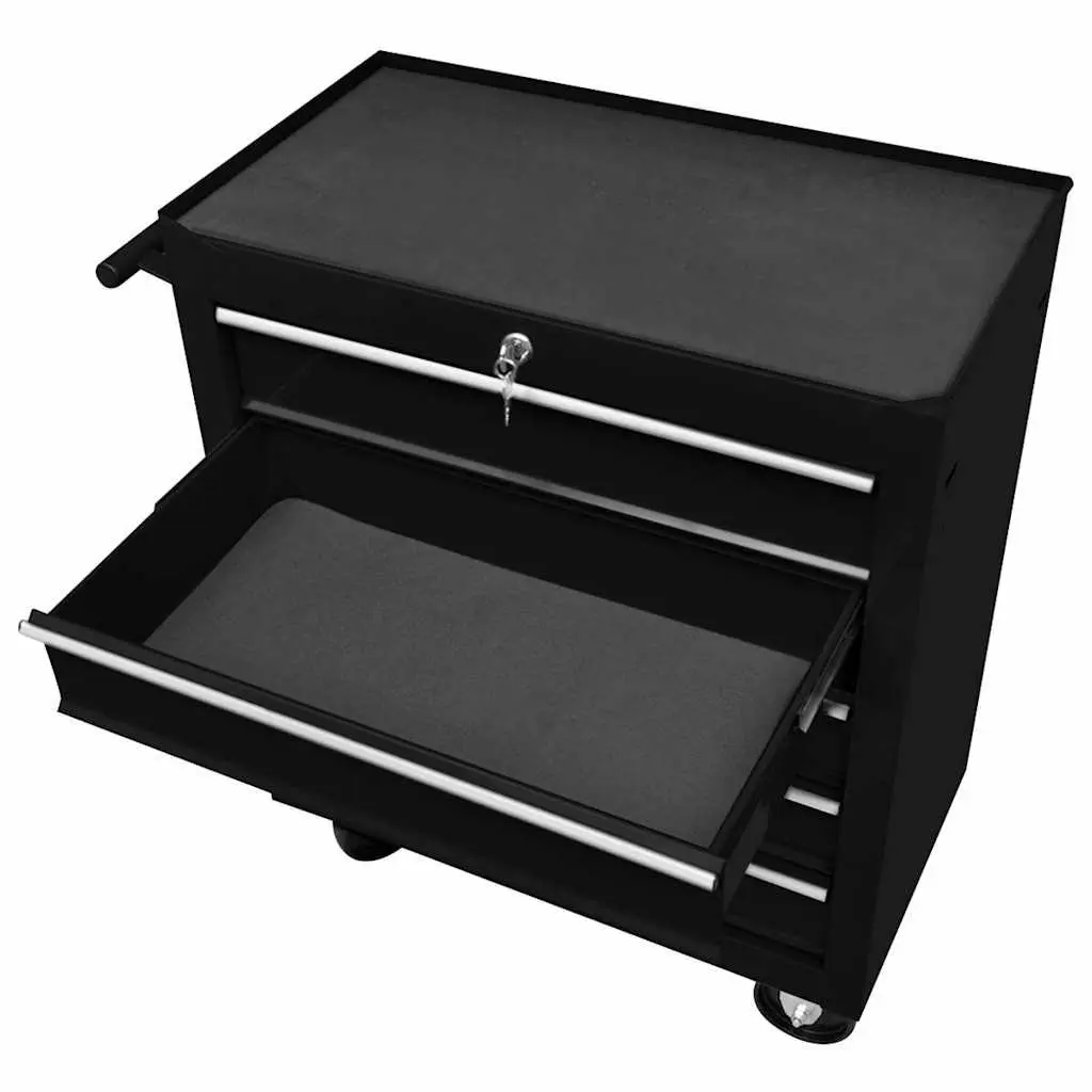 Workshop Tool Trolley 5 Drawers Storage Organiser Swivel Castors Side Handle