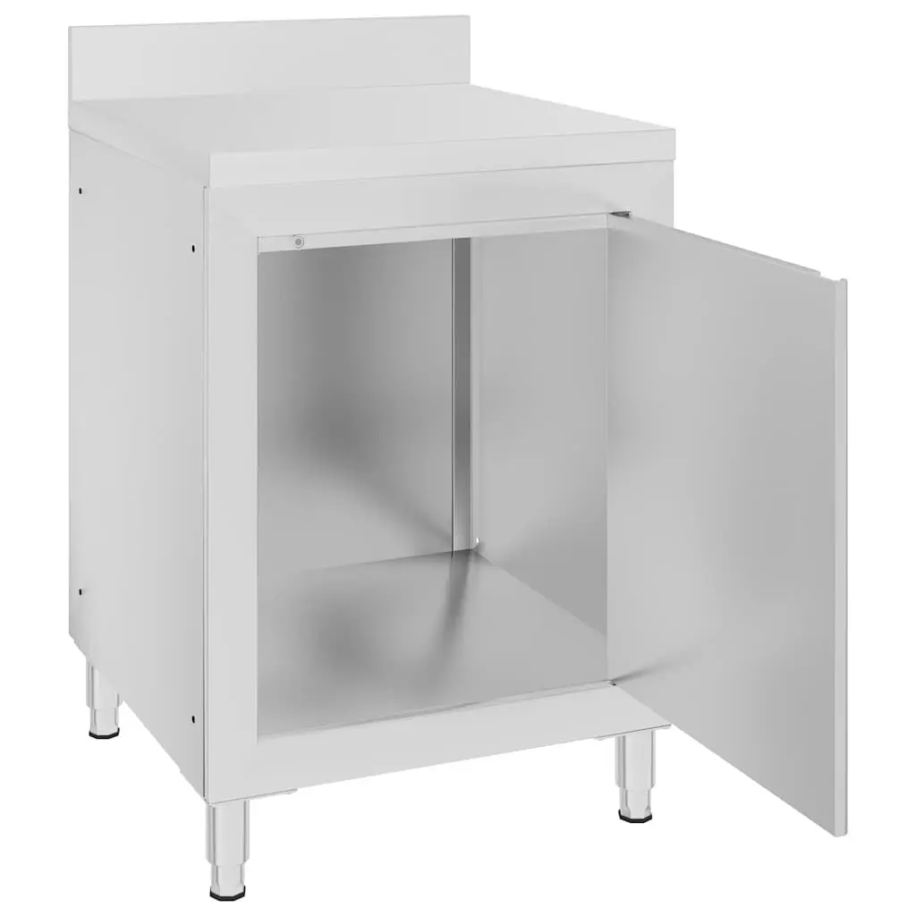 Stainless Steel Commercial Work Table with Storage Cabinet Kitchen 60x60x96cm