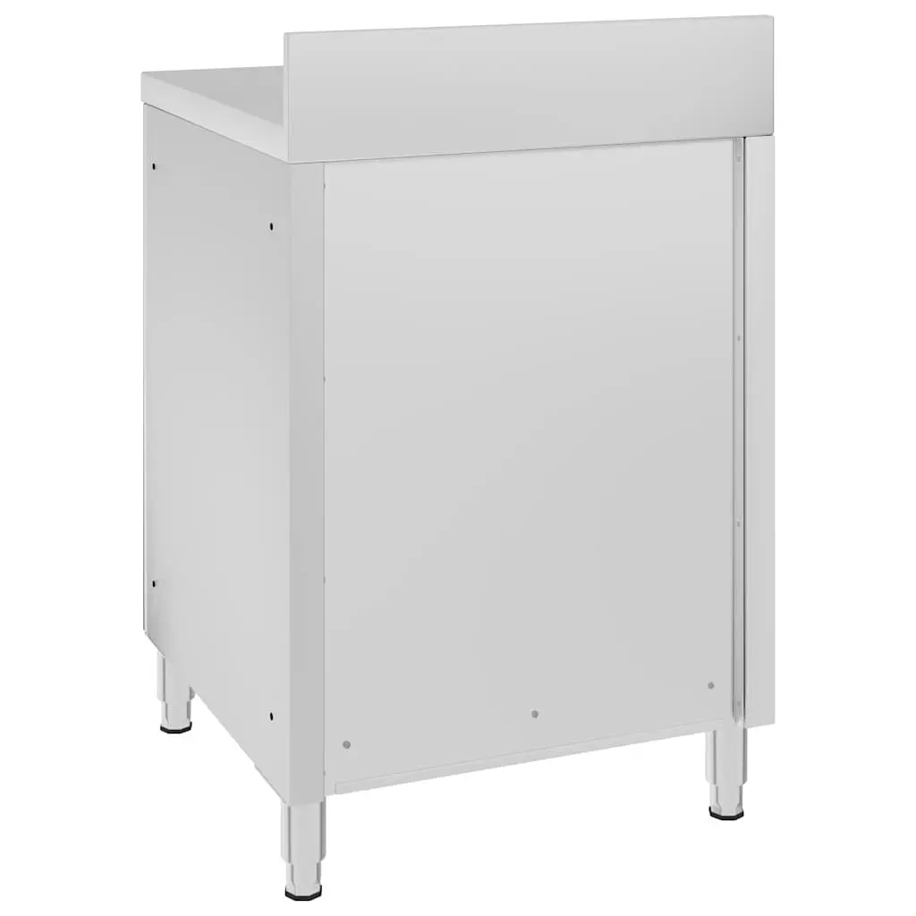 Stainless Steel Commercial Work Table with Storage Cabinet Kitchen 60x60x96cm