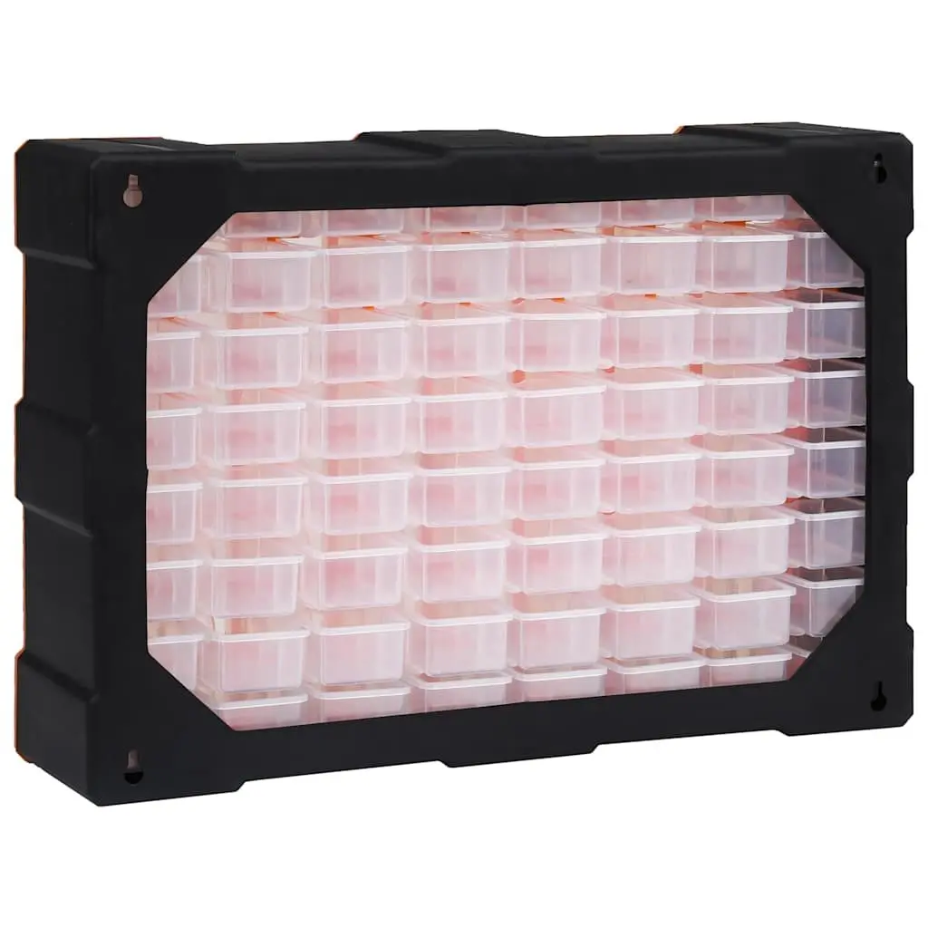 Multi-Drawer Organiser with 64 Clear Drawers for Tools