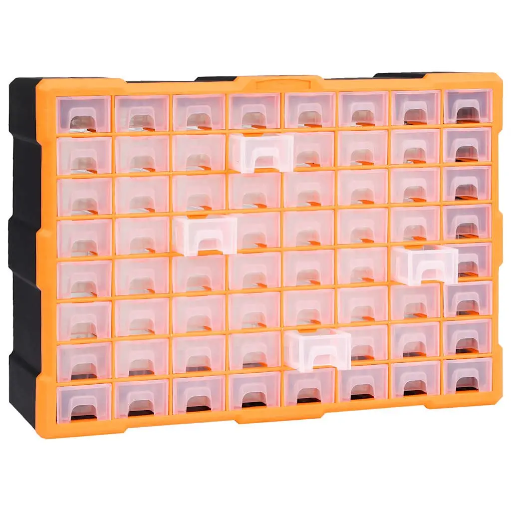Multi-Drawer Organiser with 64 Clear Drawers for Tools