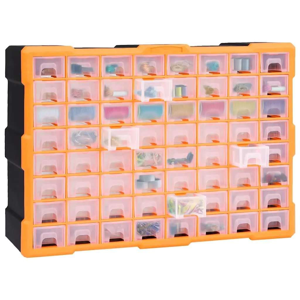 Multi-Drawer Organiser with 64 Clear Drawers for Tools