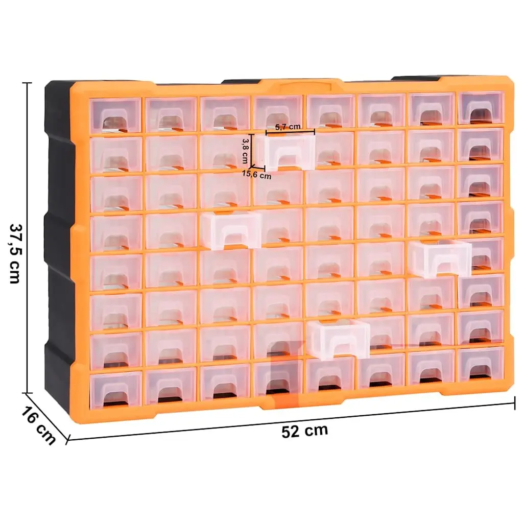 Multi-Drawer Organiser with 64 Clear Drawers for Tools