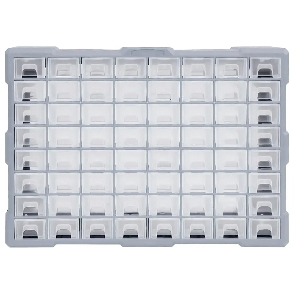 64 Drawer Multi-Compartment Tool Organiser Storage Box Cabinet Grey 52x16x37.5cm