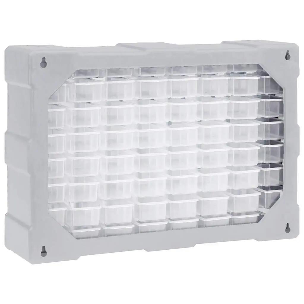 64 Drawer Multi-Compartment Tool Organiser Storage Box Cabinet Grey 52x16x37.5cm