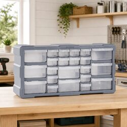 22 Drawer Tool Organiser - Grey Impact-Resistant Plastic