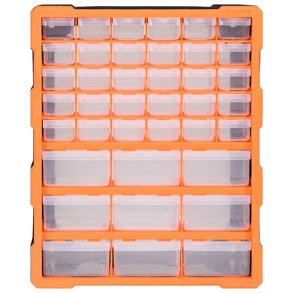 Multi-Drawer Organiser for Tools and Hardware 39 Drawers Orange