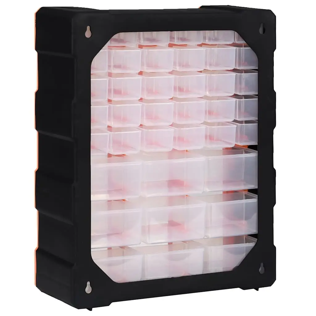 Multi-Drawer Organiser for Tools and Hardware 39 Drawers Orange