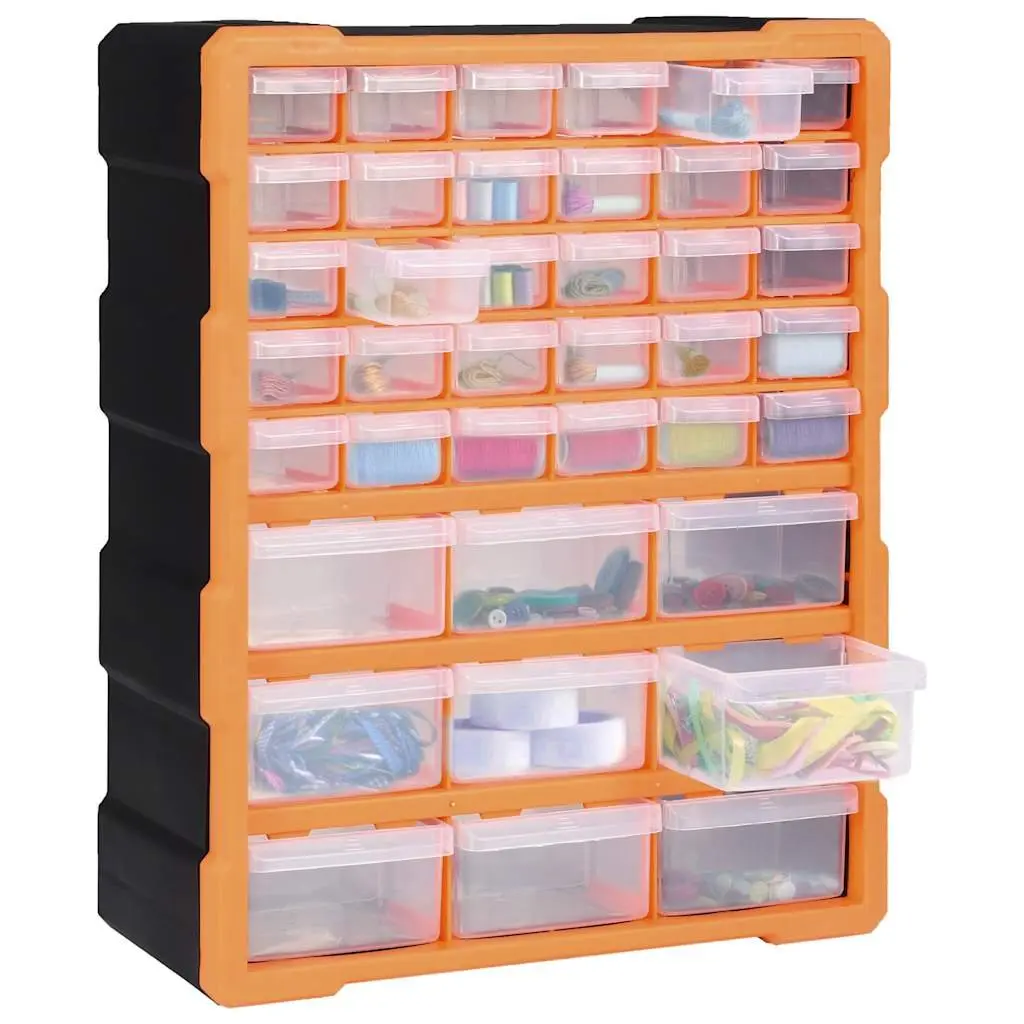 Multi-Drawer Organiser for Tools and Hardware 39 Drawers Orange