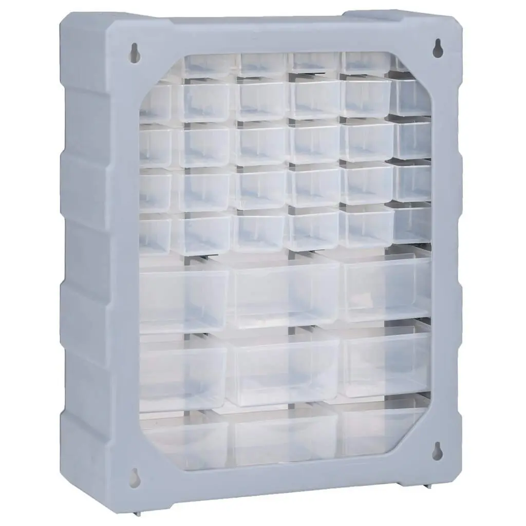 Multi-Drawer Organiser Tool Box 39 Drawers Storage Cabinet Grey Hardware