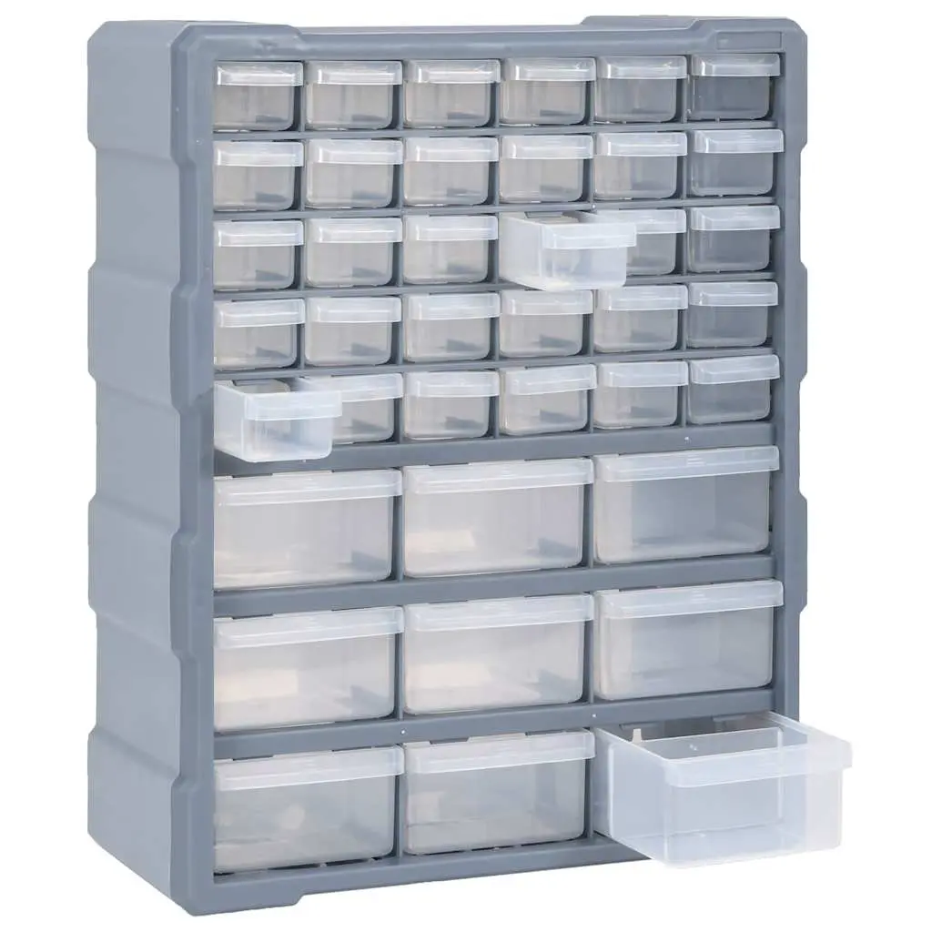 Multi-Drawer Organiser Tool Box 39 Drawers Storage Cabinet Grey Hardware