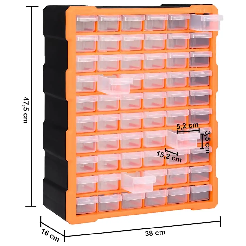 Multi-Drawer Organiser Tool Storage Box 60 Drawers Wall Mount Hardware Cabinet