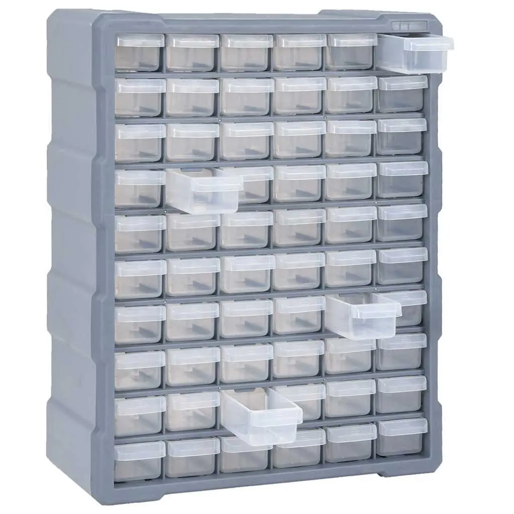 60 Drawer Tool Organiser Storage Box Grey Workshop Use 38x16x47.5cm