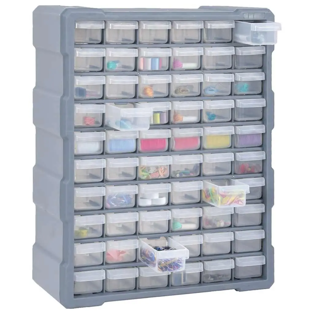 60 Drawer Tool Organiser Storage Box Grey Workshop Use 38x16x47.5cm
