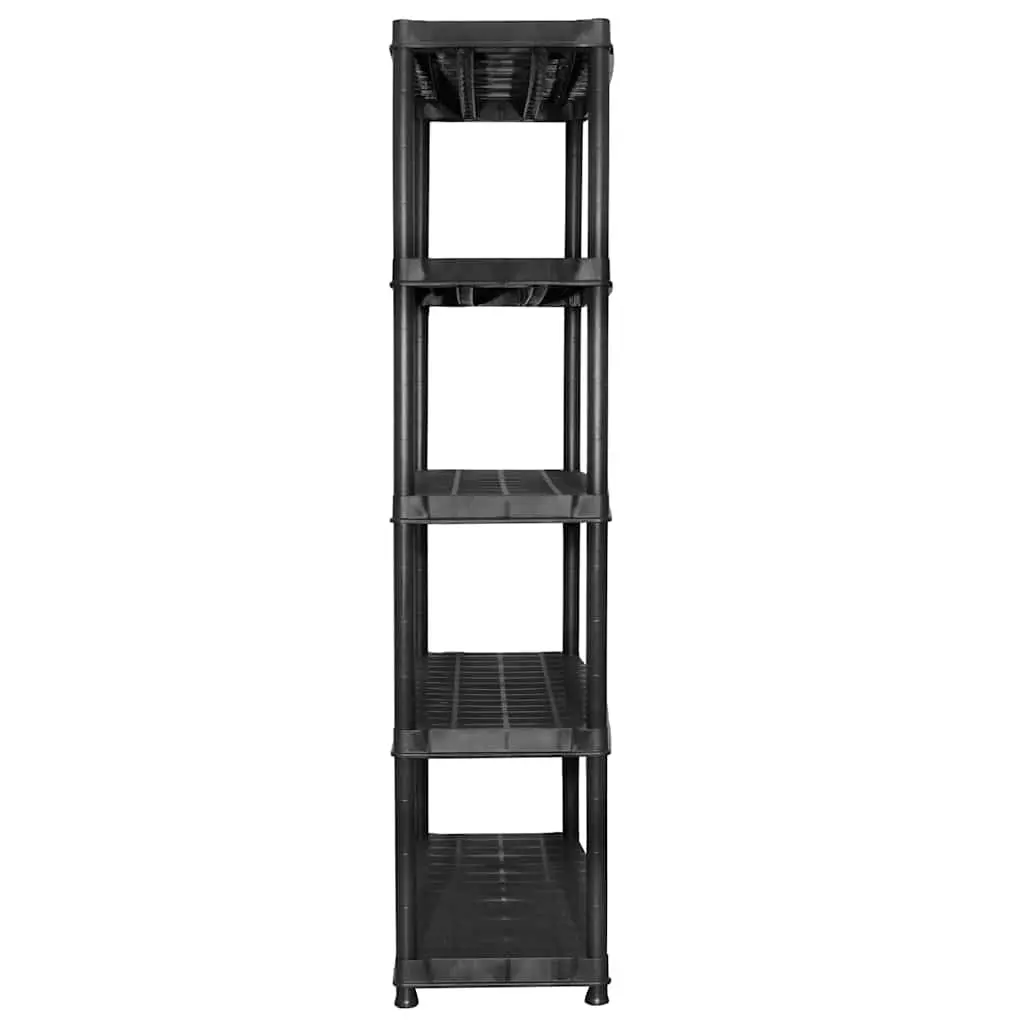 5-Tier Storage Shelf Black Plastic Bookshelf Display Stand Organizer Rack