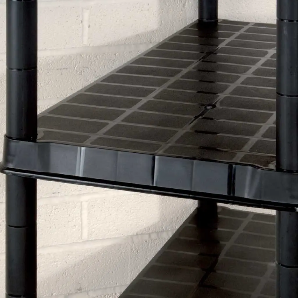 5-Tier Storage Shelf Black Plastic Bookshelf Display Stand Organizer Rack