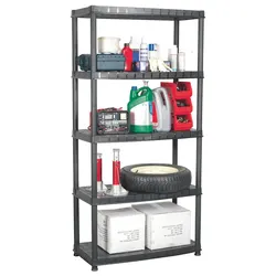 5-Tier Black Plastic Shelving Unit Dimensions and Specs
