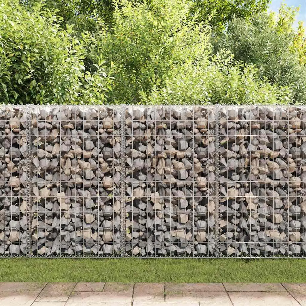 Gabion Wall Panel Galvanised Steel Fence Retaining Barrier 900x30x100 cm Silver