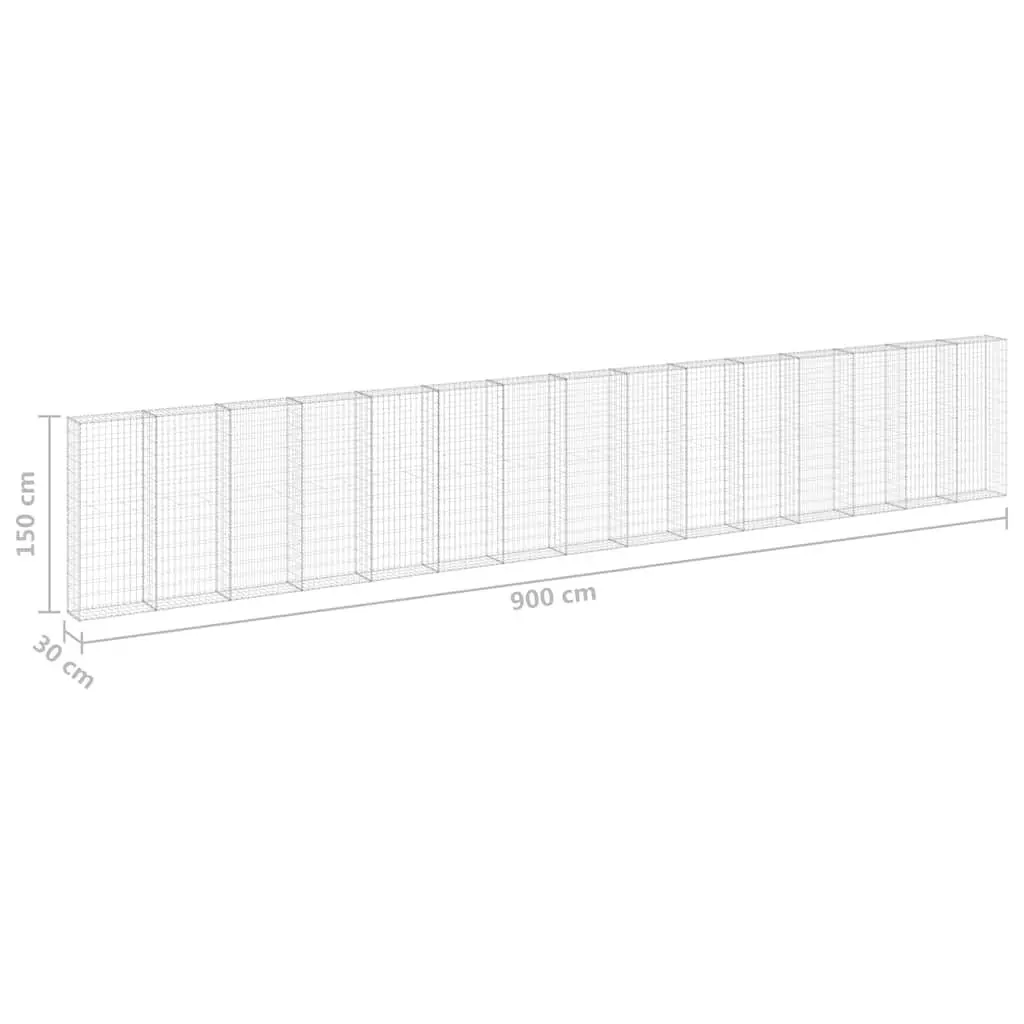 Gabion Wall Basket Steel Panel 900x30x150cm